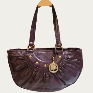 Y2K Gramercy Designs Chunky Capacious Purple Pleated Faux Leather Bag, EUC